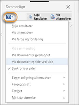 Sammenligningsalternativer i Acrobat