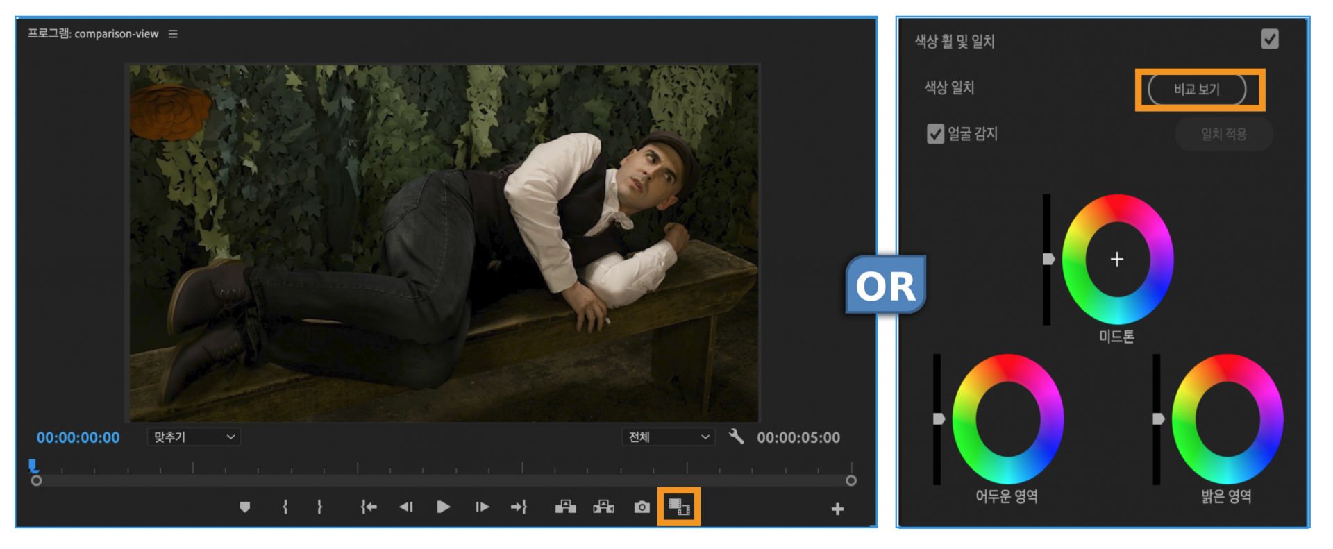 [비교 보기]로 전환
