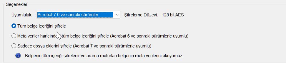 PDF Uyumluluk seçenekleri