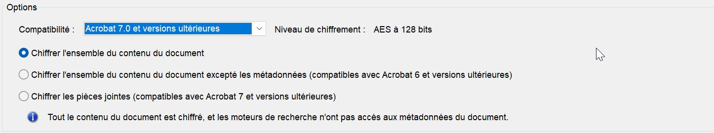 Options de compatibilité PDF