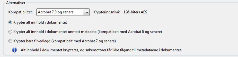 Alternativer for PDF-kompatibilitet