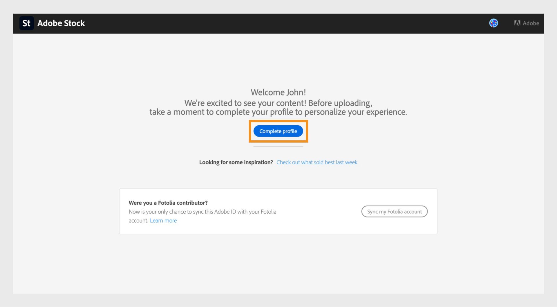 Die Schaltfläche „Profil vervollständigen“, die verfügbar ist, nachdem du deine E-Mail verifiziert und eine Telefonnummer hinzugefügt hast, ermöglicht es dir, die Einrichtung deines Stock Contributor-Profils abzuschließen.