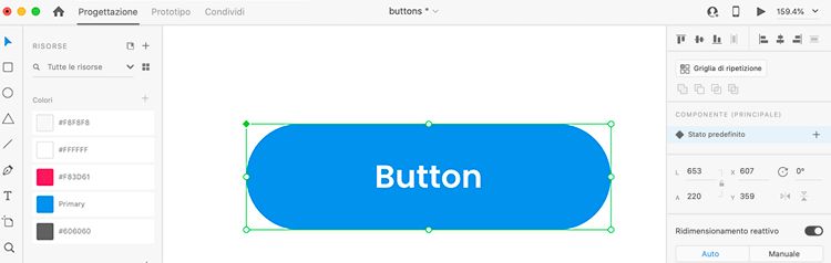 Componente principale contrassegnato da un’icona a forma di diamante verde solido