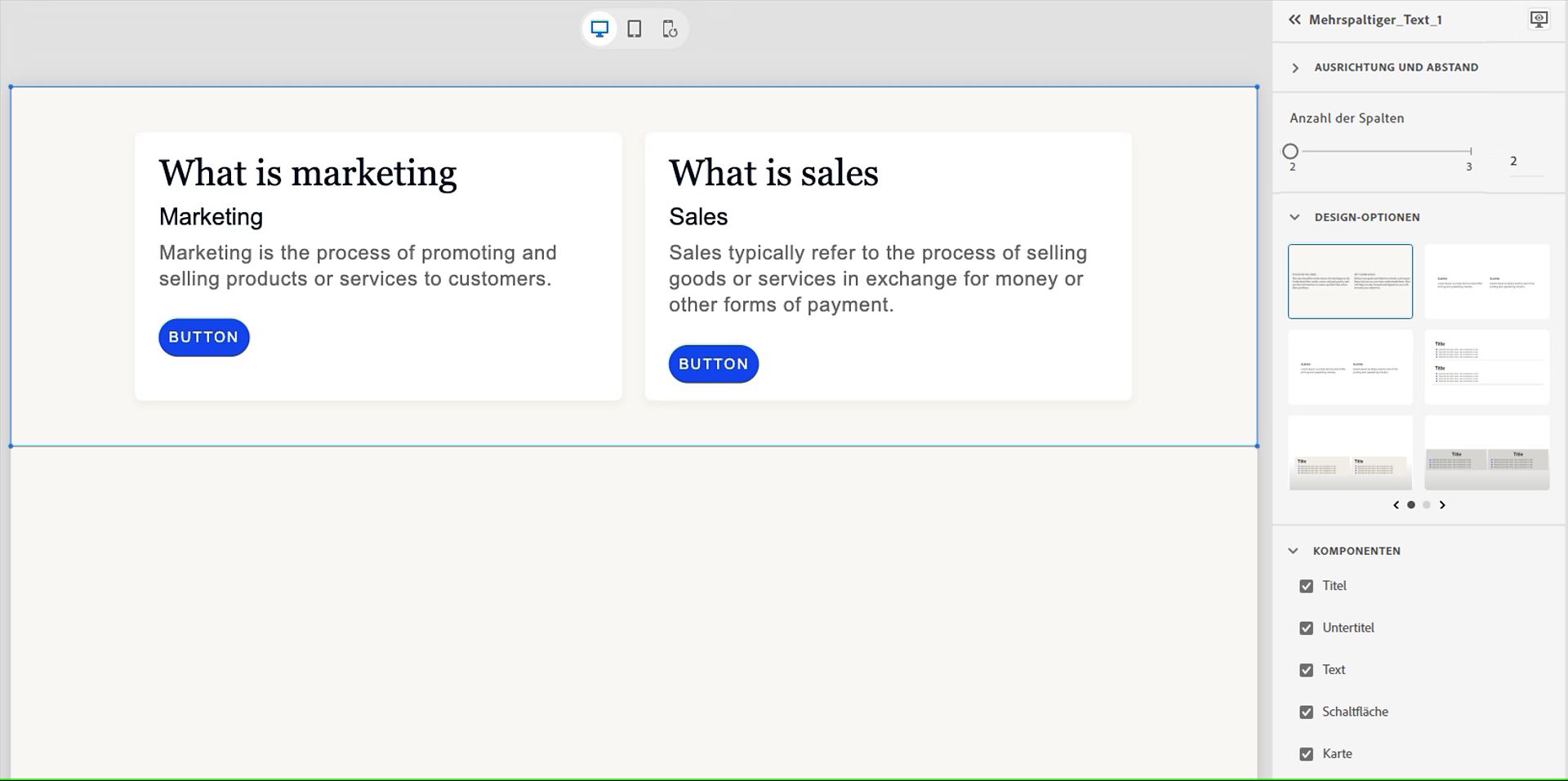 Komponenten eines Textblocks