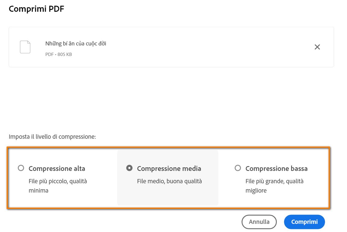 Scegliere i livelli di compressione