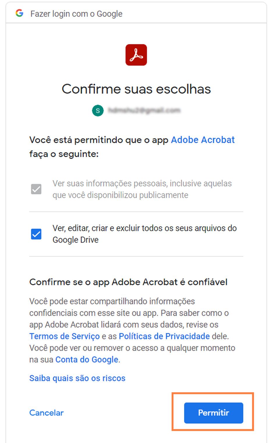 Caixa de diálogo de confirmação