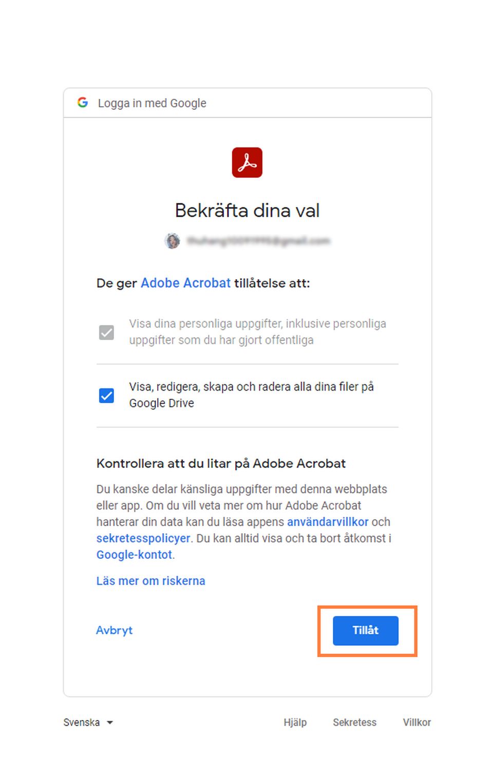 Bekräftelsedialogruta