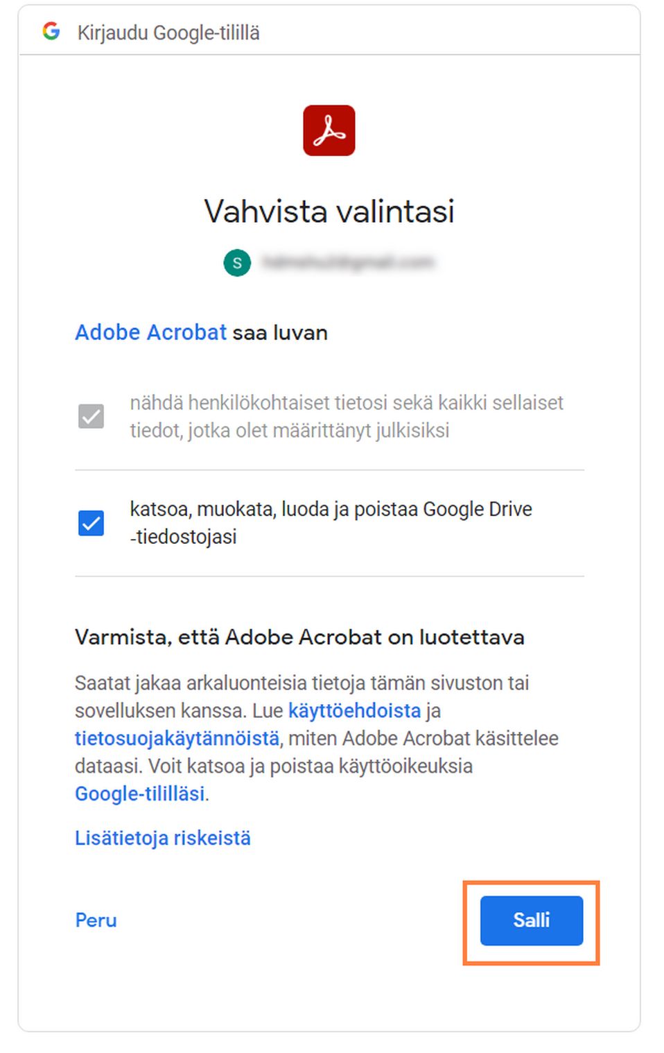 Vahvistusvalintaikkuna