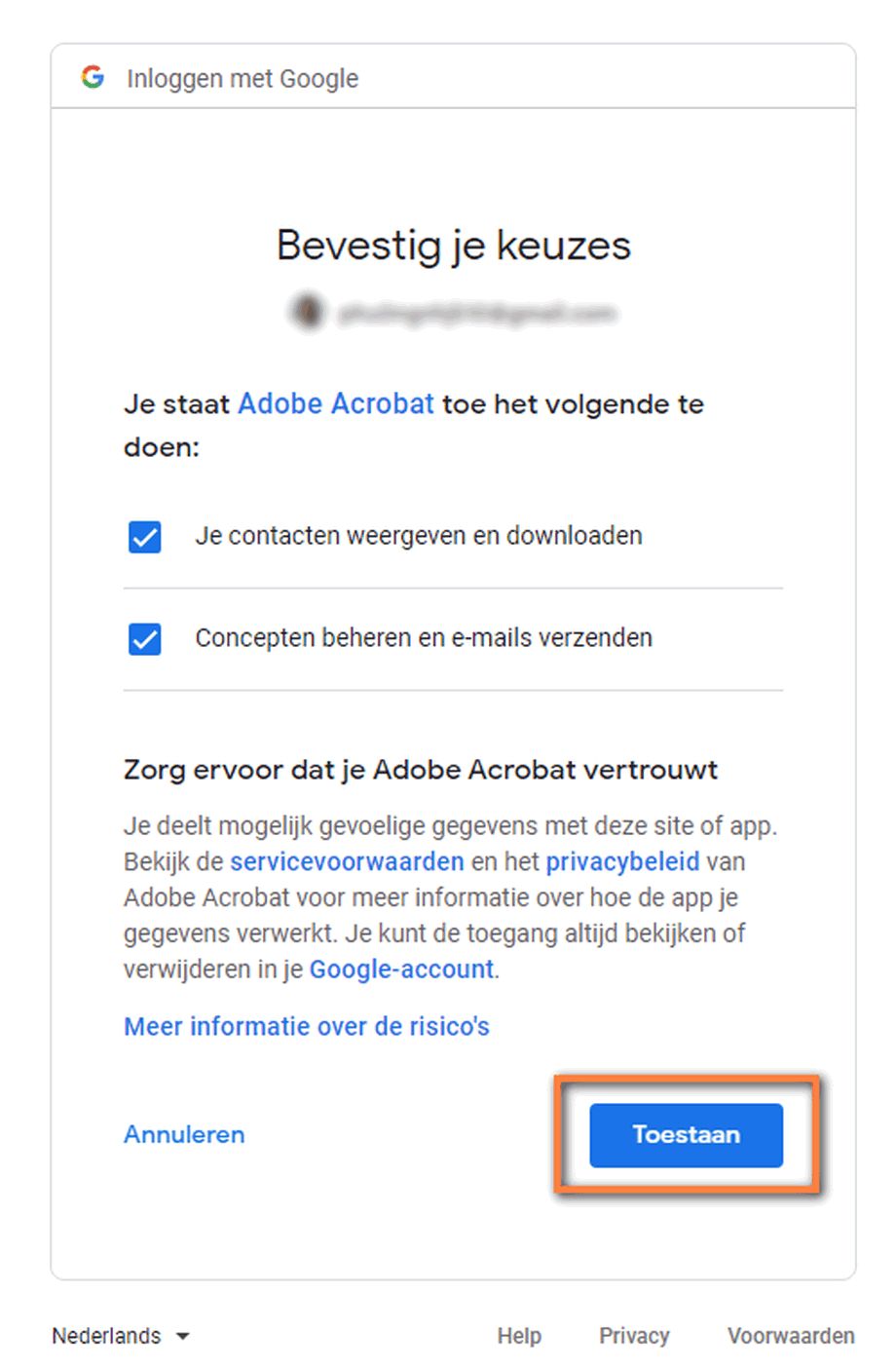 Uw toestemmingsopties bevestigen
