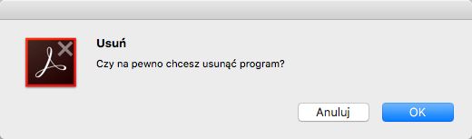 Potwierdź usunięcie programu Acrobat
