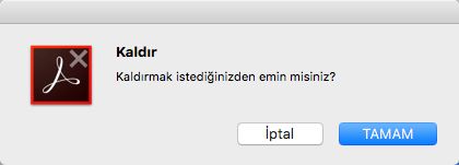 Acrobat&#39;yi kaldırmak için onaylayın