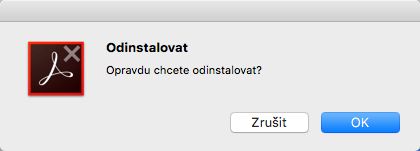 Potvrďte odebrání aplikace Acrobat