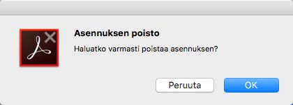 Vahvista Acrobat:n asennuksen poistaminen