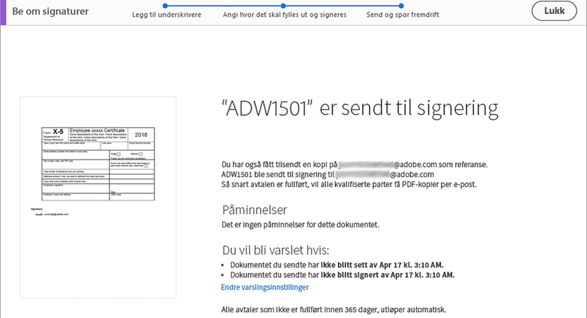 Sendt til signering-bekreftelse