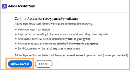 Forbind SAP SuccessFactors til Adobe Acrobat Sign 