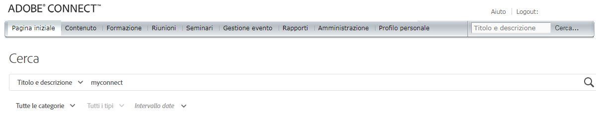 Pagina di ricerca di Connect Central