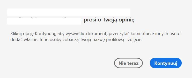 Okno dialogowe zgody dla plików udostępnionych do recenzji