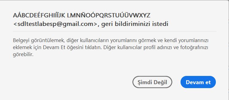 İnceleme için paylaşılan dosyalar için onay iletişim kutusu