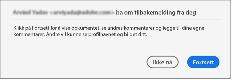 Samtykkedialog for filer som er delt for gjennomgang