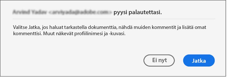 Tarkistamista varten jaettujen tiedostojen suostumusikkuna