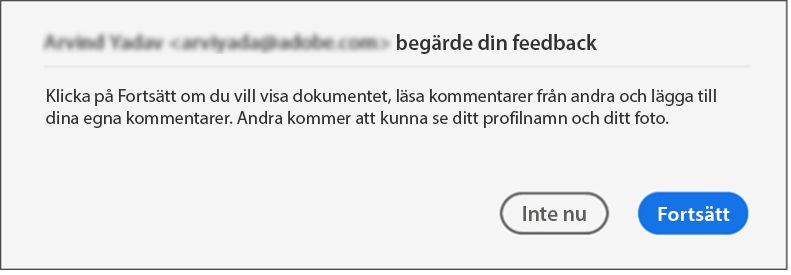 Dialogrutan Samtycke för filer som delas för granskning