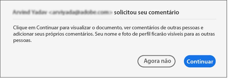 Caixa de diálogo de consentimento para arquivos compartilhados para revisão