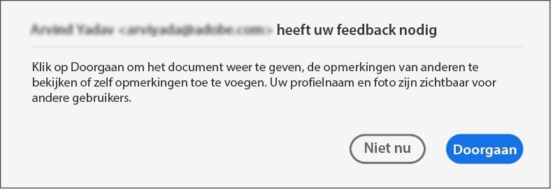 Dialoogvenster voor toestemming om gedeelde bestanden te reviewen