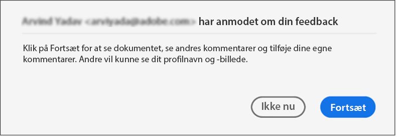 Samtykkedialog for filer, der er delt til gennemgang