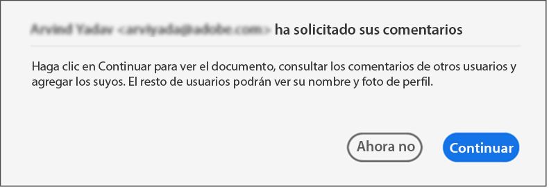 Cuadro de diálogo de consentimiento para archivos compartidos para su revisión