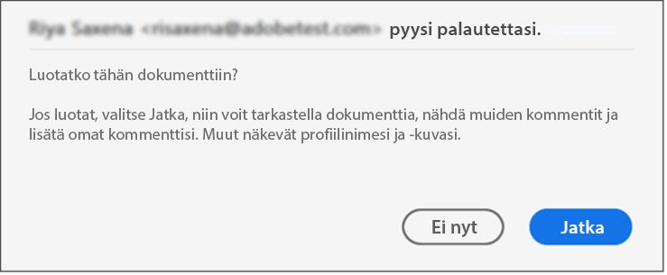 Suojatun näkymän tarkistettavien tiedostojen suostumusikkuna