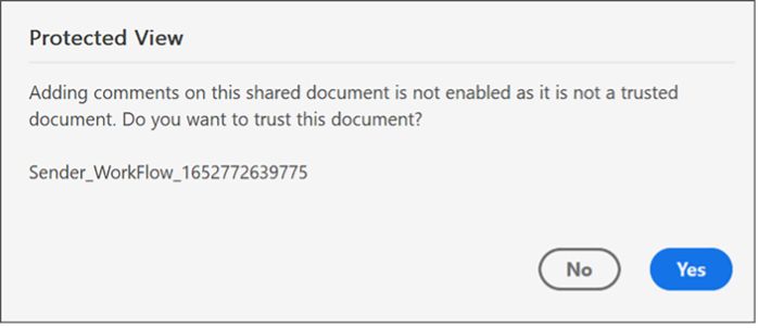 Hozzájárulási párbeszédpanel a fájlok átnézéséhez védett nézetben