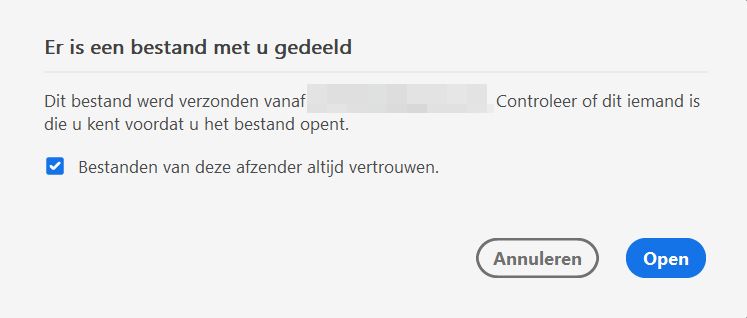 Zustimmungsdialogfeld für Dateien, die zur Überprüfung freigegeben wurden