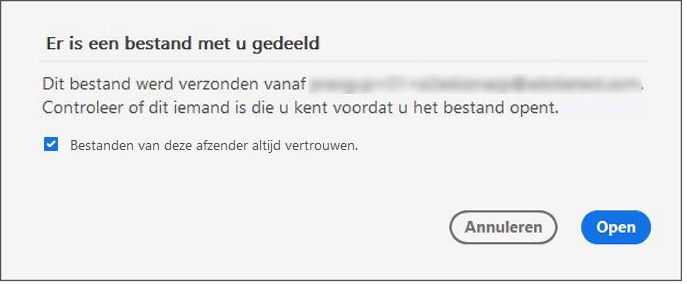 Dialoogvenster voor toestemming om gedeelde bestanden te reviewen