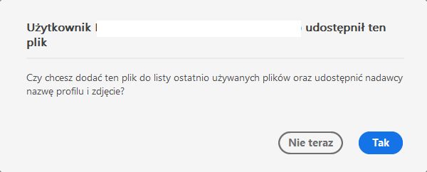 Okno dialogowe zgody dla plików udostępnionych do wyświetlania