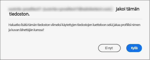 Tarkastelemista varten jaettujen tiedostojen suostumusikkuna
