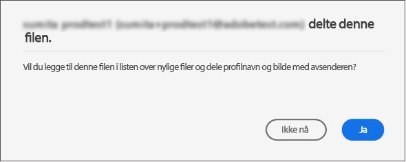 Samtykkedialog for filer som er delt for visning