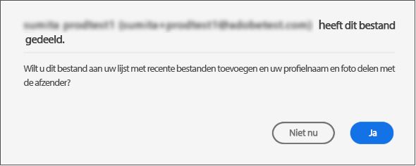 Dialoogvenster voor toestemming om gedeelde bestanden weer te geven
