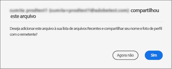 Caixa de diálogo de consentimento para arquivos compartilhados para visualização