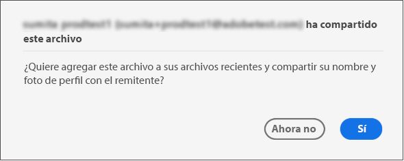 Cuadro de diálogo de consentimiento para archivos compartidos para su visualización