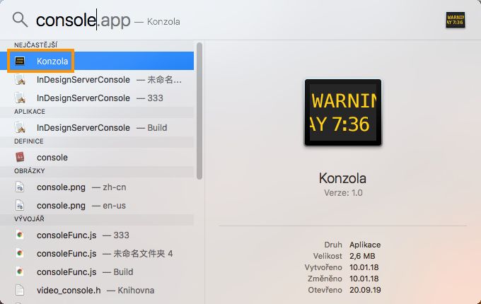 Konzole pro systém Mac