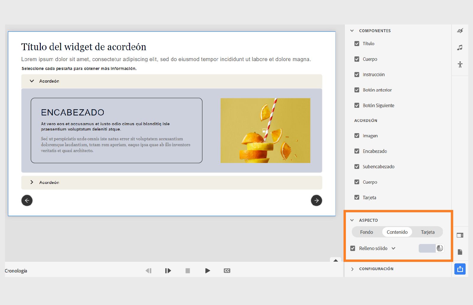 Cambiar el fondo del área de contenido
