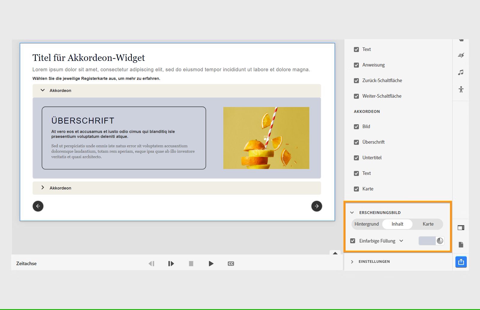 Ändern des Hintergrunds des Inhaltsbereichs