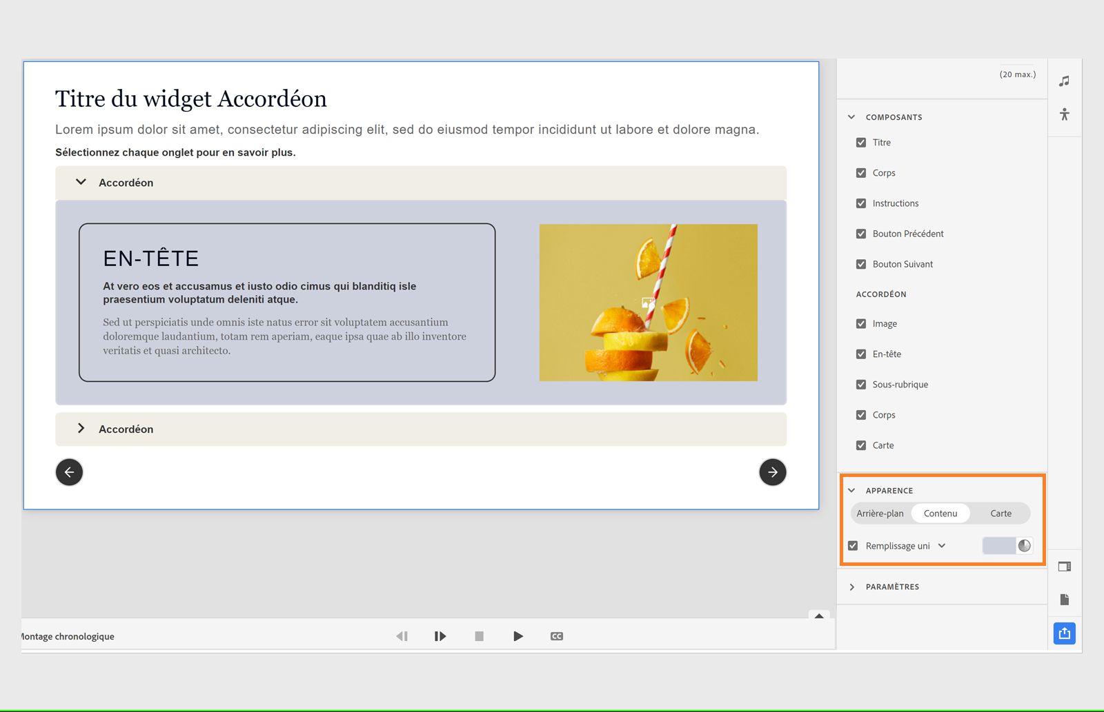 Modification de l’arrière-plan de la zone de contenu