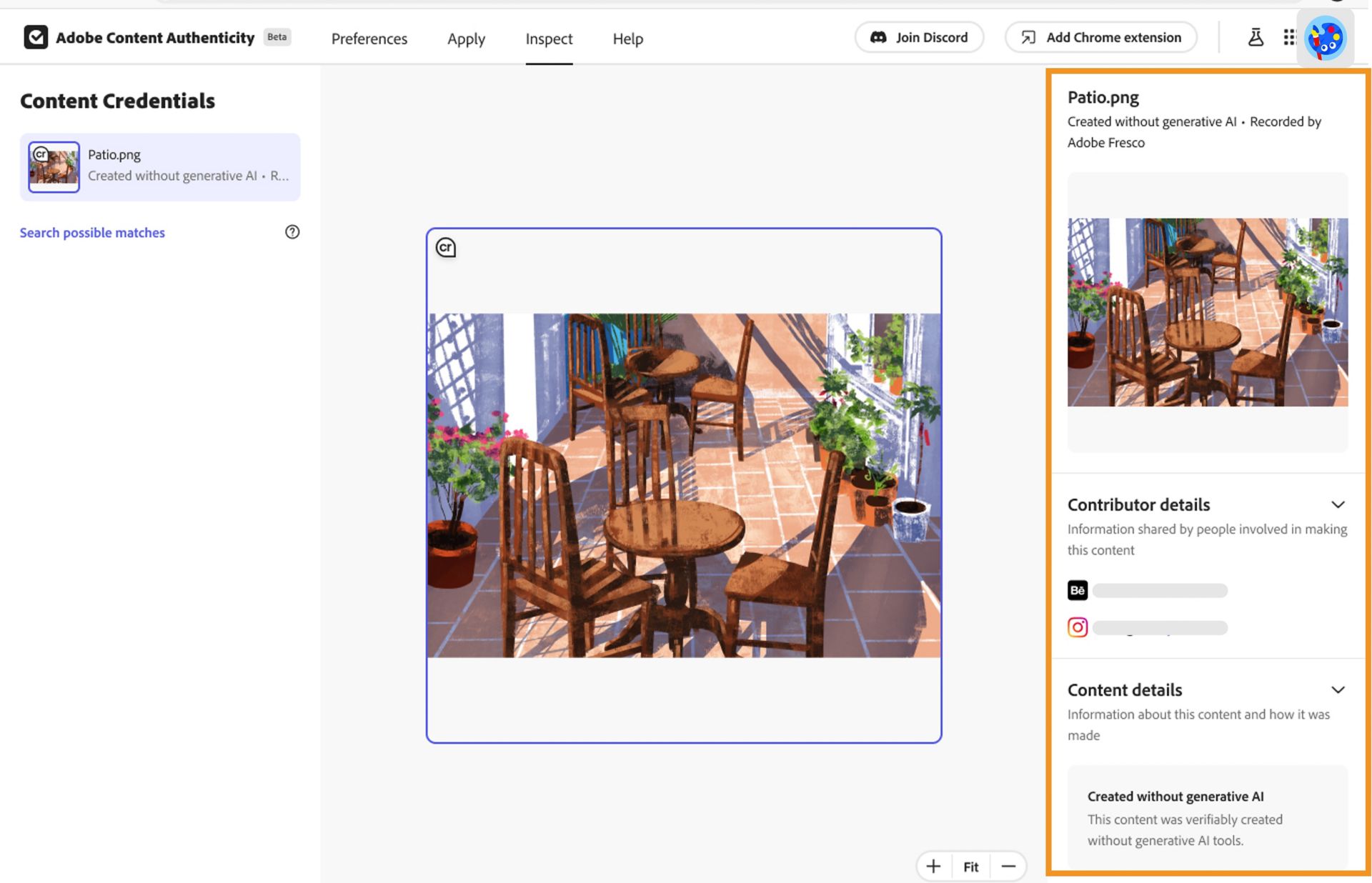 Webstedet Adobe Content Authenticity Inspect
