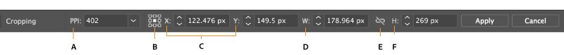 Crop options in Properties tab