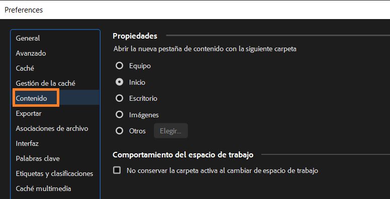 Preferencias de contenido