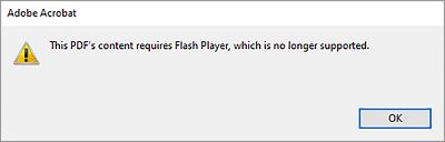 رسالة التحذير عندما يكون Flash Player غير مثبَّت