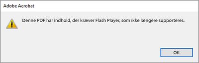 Advarsel, når Flash Player ikke er installeret