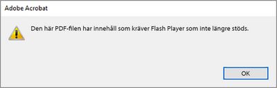 Varning om Flash Player inte finns installerat