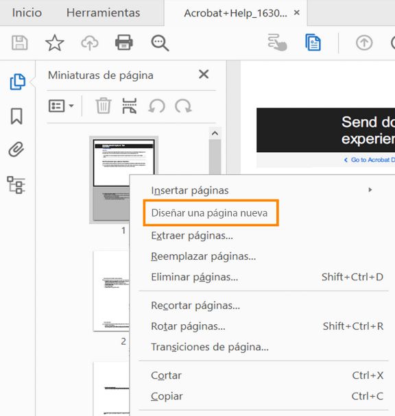 Diseñar una página nueva